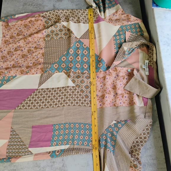 Rose & Olive Patchwork Quilt Button Up Top Womens XL Boho Grandmacore Retro - Picture 10 of 11